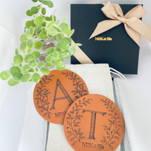 名入れ 2枚セット 本革コースター  アルファベット【送料無料】